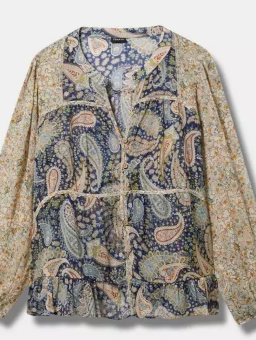 NWT Torrid Chiffon Mixed Print Paisley Top Size 1 - Picture 3 of 8
